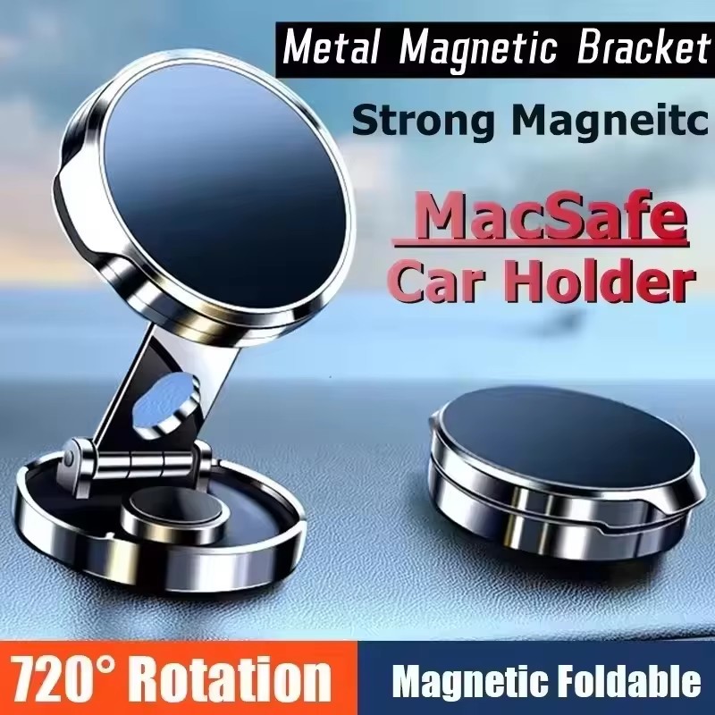 Phone Accessories Useful - 丸型折りたたみ式マグネットカーホルダー 360度回転式携帯電話ブラケットマウント 強力マグネット対応 iPhone/Samsungスタンド用