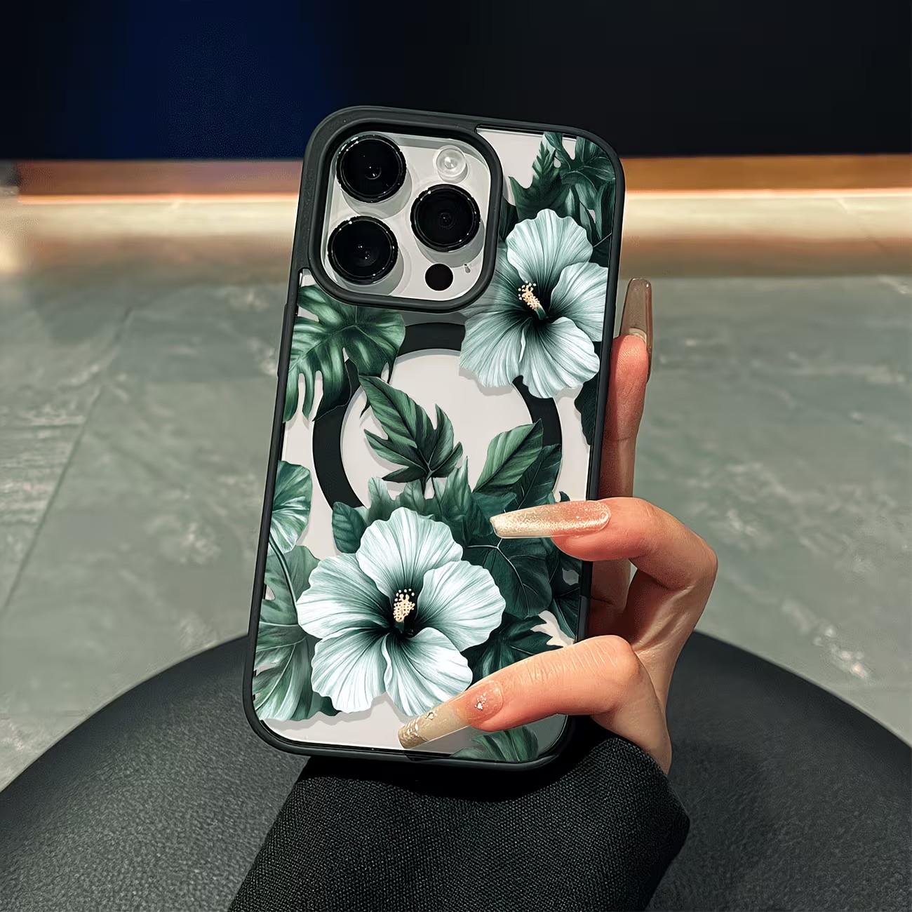 Apple Iphone 15 - グリーンフローラルプリントのiPhoneケース iPhone 17 16 15 14