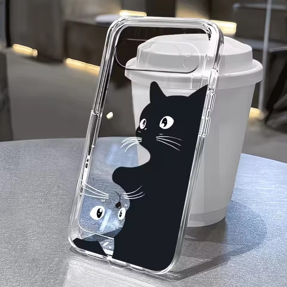 ホットカワイイカートゥーンブラックキャット柄クリアソフトケー - Google Pixel 9 Pro のレビューと価格