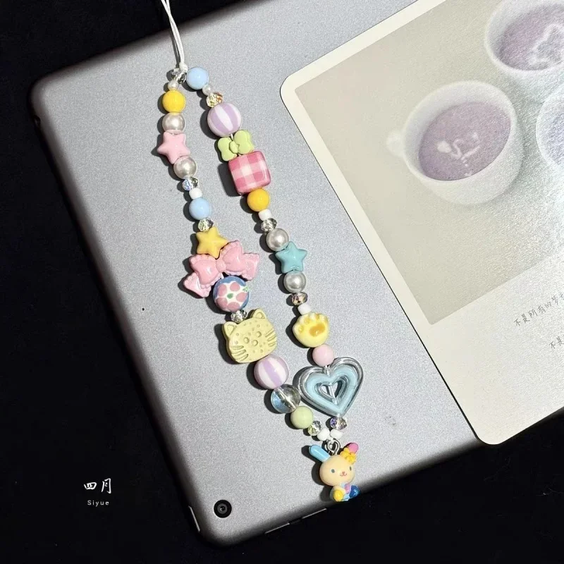 漫画ウサハナカラフルなビーズ電話チャーム学生バックパックジッ - Phone Accessories Charms のレビューと価格